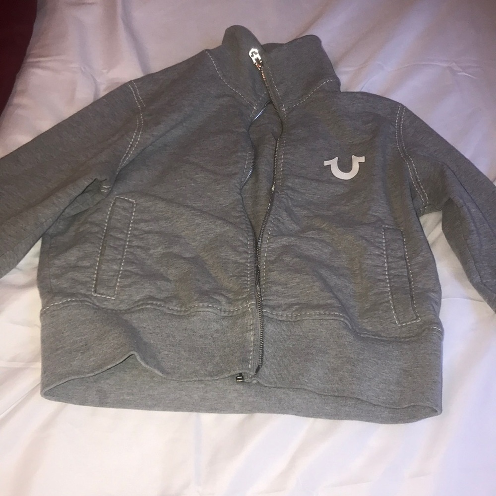 True Religion Gray Long Sleeve Zip Up Jacket